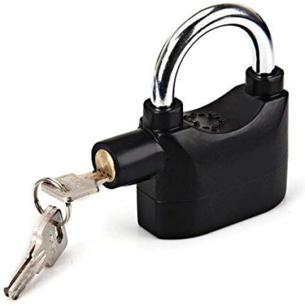 Shopee-Kart Alarm Lock Siren Motion Sensor safty for Home Anti Theft System Security Pad Lock | House | Office | Cycle | Bike (1Pc, Black)